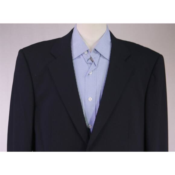 John Varvatos Solid Black Wool Stretch 2-Btn Blazer Jacket 42L - Picture 3 of 9